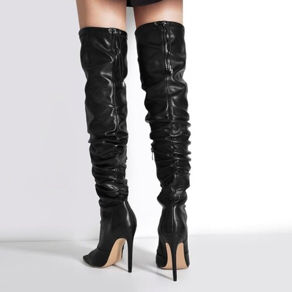 Women's Stiletto Heel Zipper Knee/Thigh High Boots - Picture 4 of 7